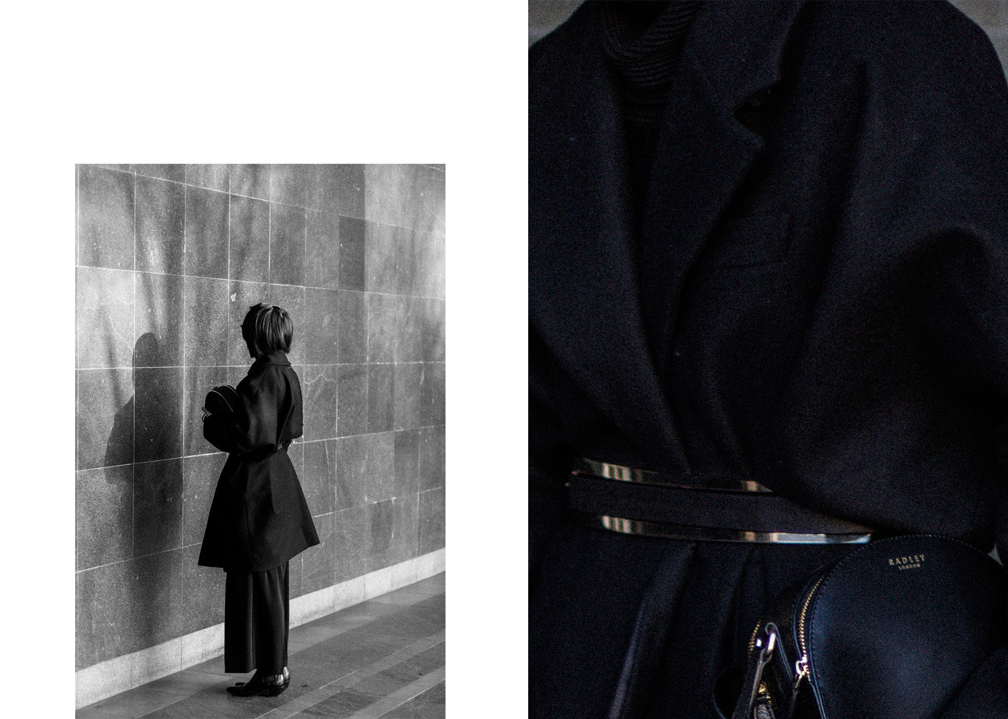 Maison Martin Margiela Coat & Belt, Radley Halfmoon Bag / All Black Everything - IheartAlice.com by Alice M. Huynh