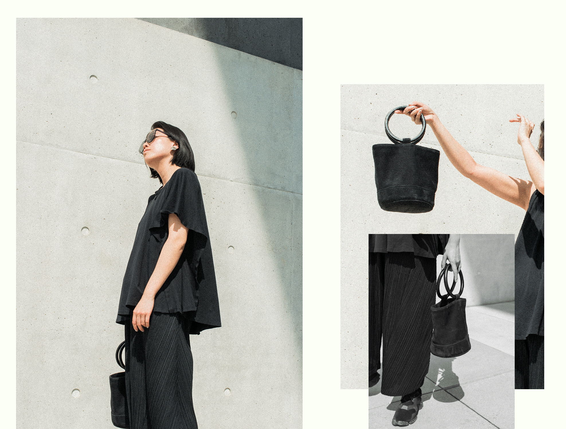 Simon Miller Bonsai Bag, Issey Miyake Pleats Please, MM6 Shirt - All Black Everything OOTD by IheartAlice.com