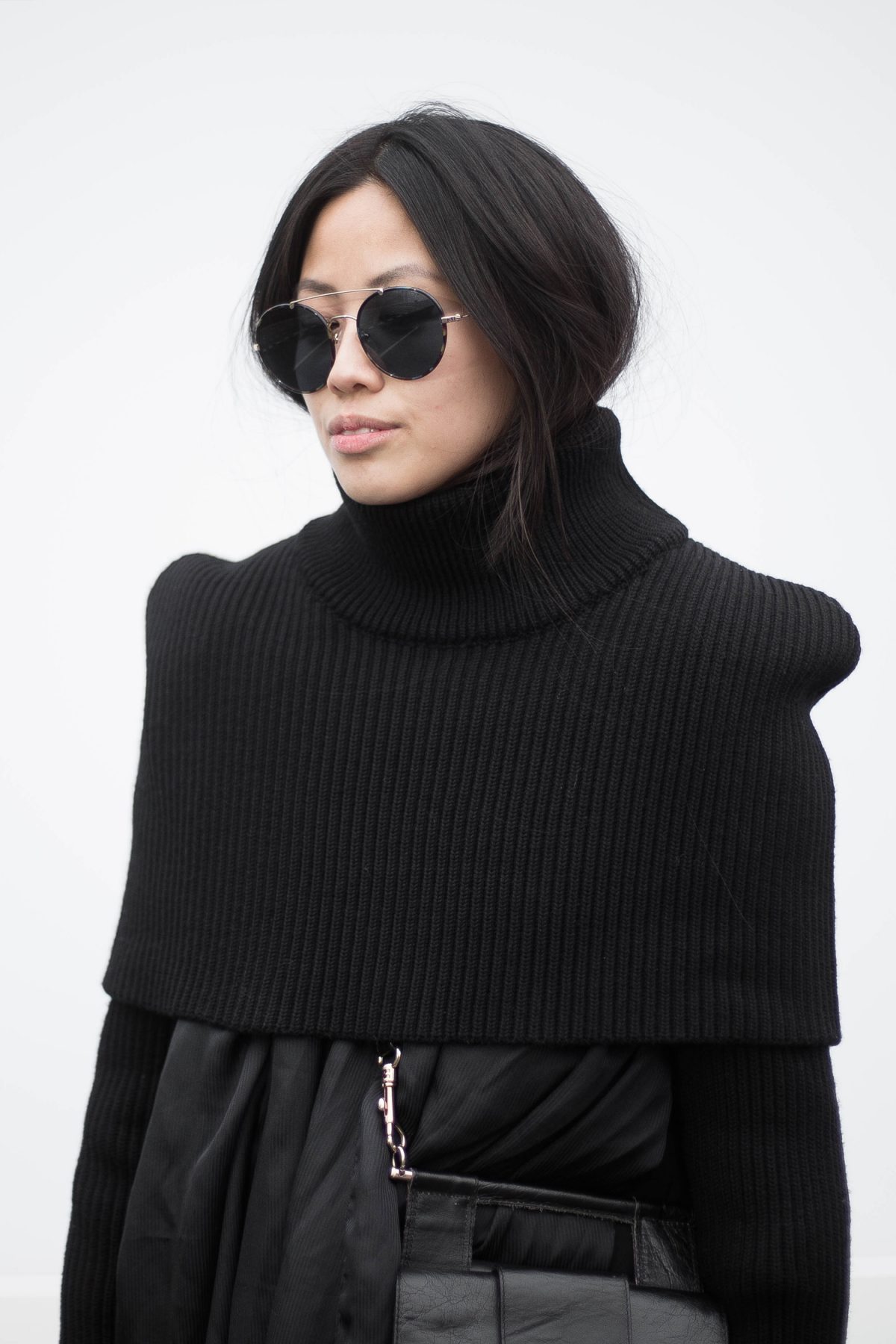 All Black Everything Maison Martin Margiela Turtleneck Sweater during Berlin Fashion Week Streetstyle - IheartAlice.com