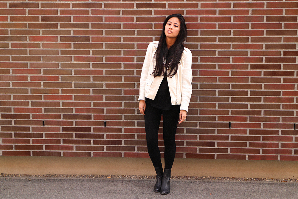 sandro white leather jacket