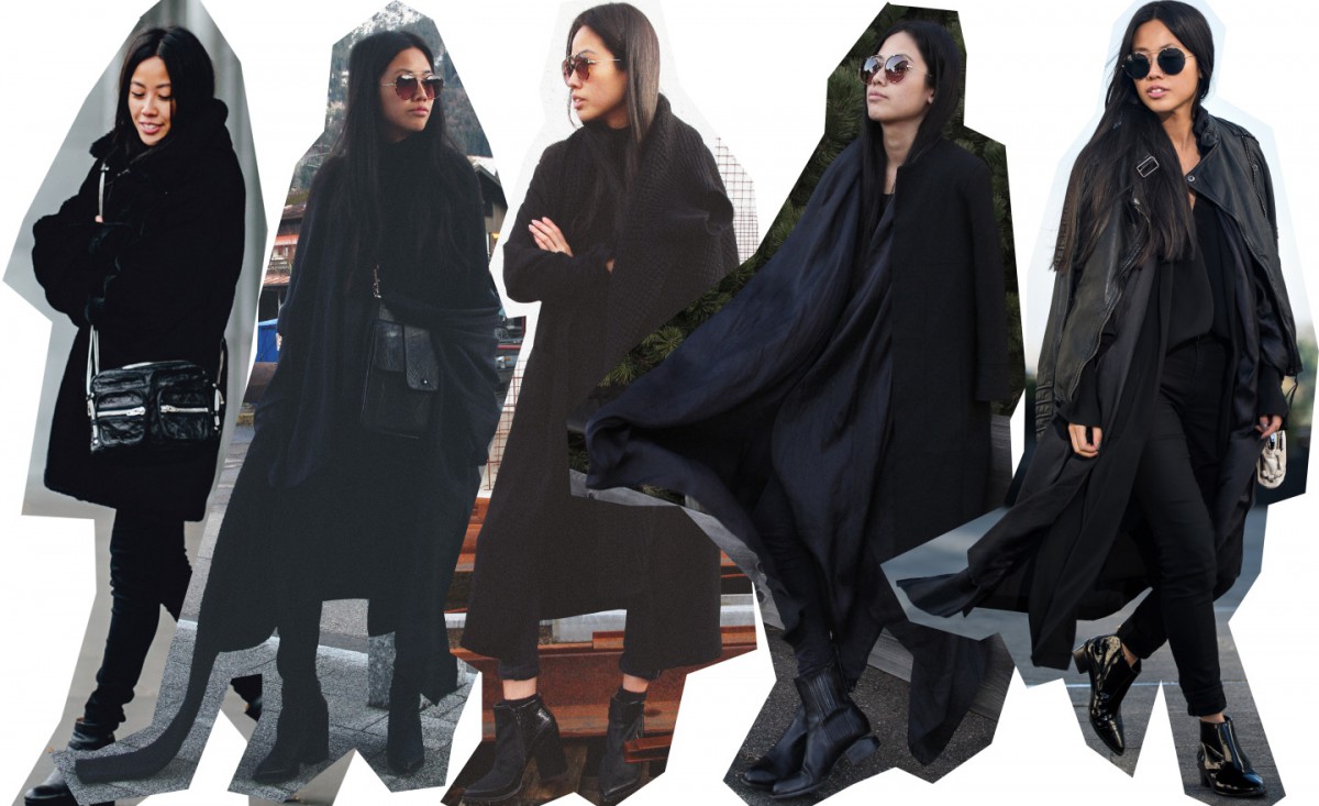 IHEARTALICE.DE – Fashion & Travel Blog: All Black Everything Look wearing Helmut Lang Black Blouse, Alexander Wang Boots, Long Black Cardigan, Vintage Leather Bag, Zara Coat, Leatherjacket / OOTD