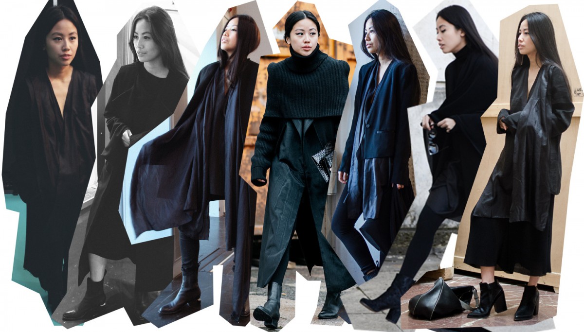 IHEARTALICE.DE – Fashion & Travel-Blog by Alice M. Huynh from Berlin/Germany: All black Everything Look wearing Vintage Cashmere Turtleneck Sweater, Prada Shades, Yohji Yamamoto Pleats Warp Skirt, Maison Martin margiela Tabi Arabesque Boots, DIY Scarf, Elizabeth&James Blazer, Long Vest, / OOTD