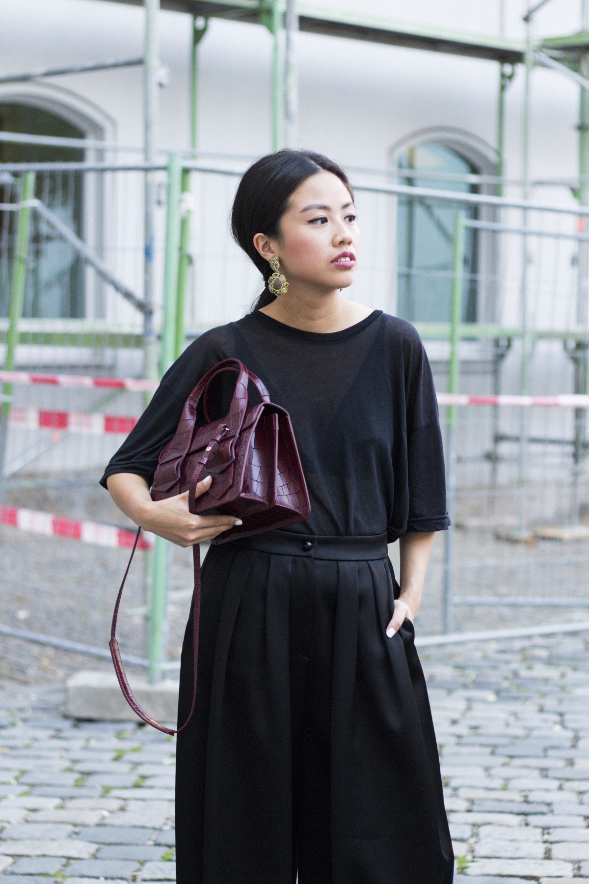 I heart Alice – Fashionblog from Germany: Alice M. Huynh wearing Emporio Armani Wide Satin Pants & Croco Stamped Leatherbag
