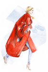 IHEARTALICE.DE - Travel, Lifestyle & Fashion-Blog from Berlin/Germany by Alice M. Huynh: Streetstyle Fashion Illustrations by Aivy Pham / Youtube Video / BUN BAO CHANNEL / Poppy Delevigne wearing a red coat, skinny jeans