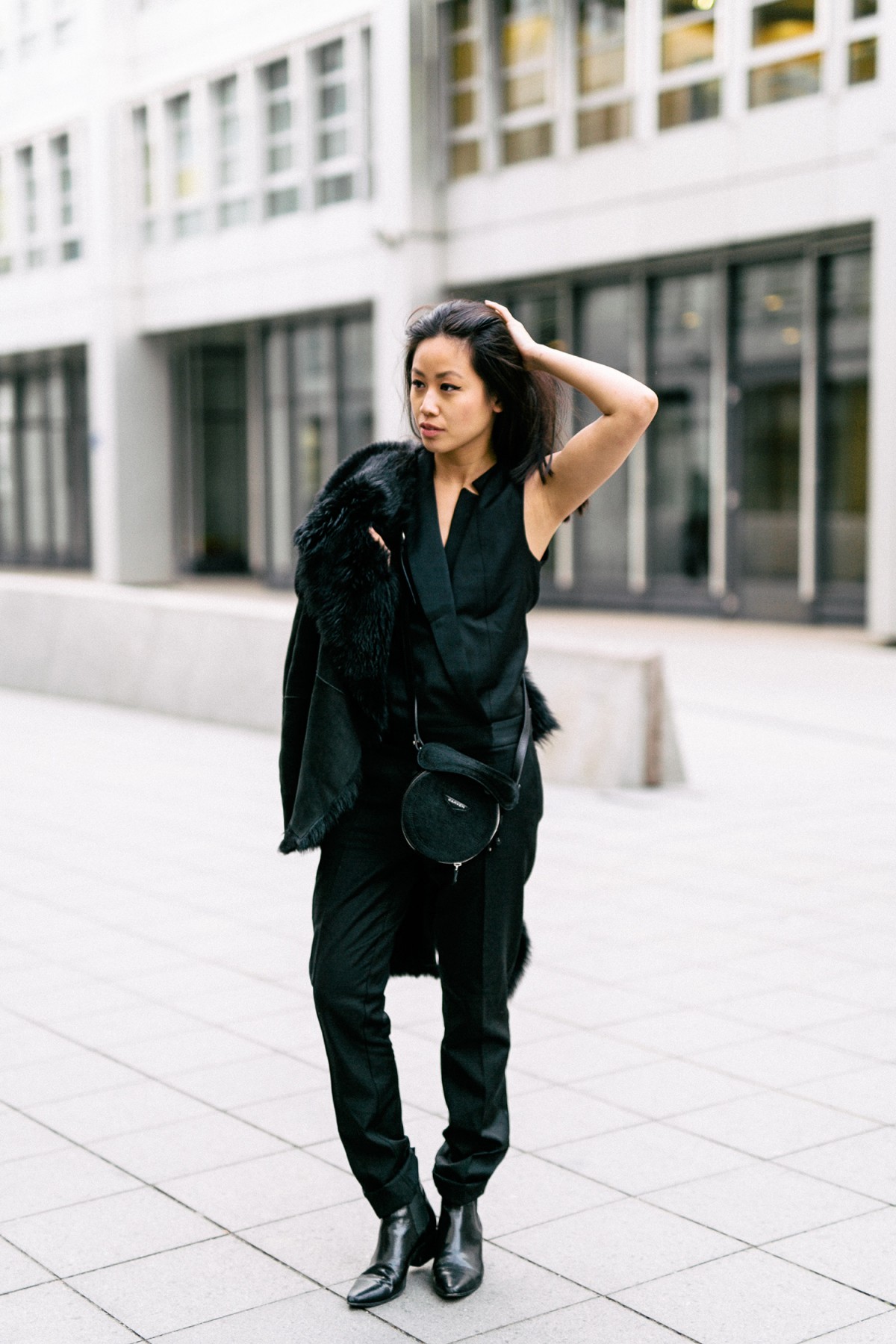 Black Tuxedo Jumpsuit by Comptoir des Cotonniers