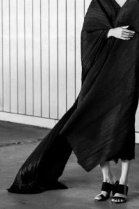 Pleats Please by Issey Miyake / Asymmetric Draped Tunic - All Black everything look by IheartAlice.com