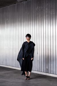 Pleats Please by Issey Miyake / Asymmetric Draped Tunic - All Black everything look by IheartAlice.com