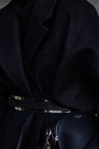 Maison Martin Margiela Coat & Belt, Radley Halfmoon Bag / All Black Everything - IheartAlice.com by Alice M. Huynh