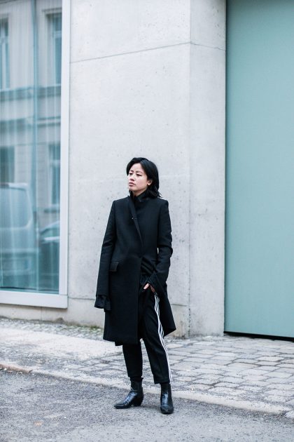 Athleisure Chic: Adidas Originals Trackpants, Pallas Endor Coat, Saint Laurent Boots - All Black Everything by Alice M. Huynh / IheartAlice.com
