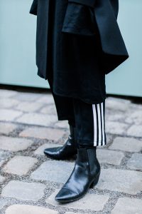 Athleisure Chic: Adidas Originals Trackpants, Pallas Endor Coat, Saint Laurent Boots - All Black Everything by Alice M. Huynh / IheartAlice.com