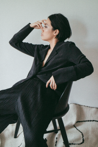 Menu Synnes Chair / Issey Miyake Pleats Please Pants & COS Silk Jacket - iHeartAlice.com / Travel & Lifestyle Blog by Alice M. Huynh
