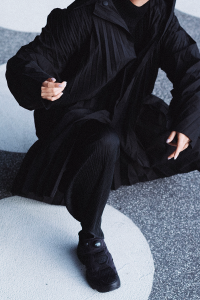 Homme Plisse Issey Miyake Coat & Reebok Instapump - All Black Everything Designer Look / iHeartAlice.com by Alice M. Huynh
