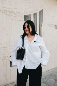 Bottega Veneta Basket Small Leather Tote Bag & Comme des Garçons PLAY Shirt / Easy Minimalist Summer Look by iHeartAlice.com – Travel, Lifestyle, Food & Fashionblog by Alice M. Huynh